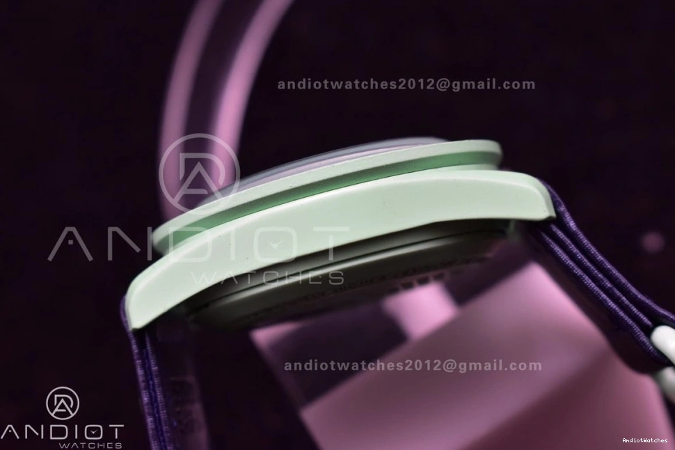 WeatherProof Earth Moonwatch x Swatch on Quartz to Omega Nylon Mission 1181 Strap Bioceramic 1002